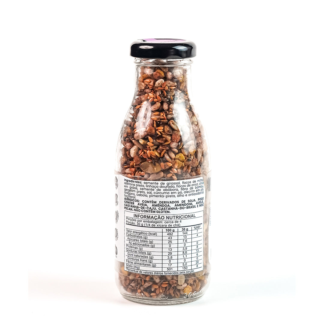 GRANOLA SALGADA AZEITONA PRETA - GARRAFA 130G