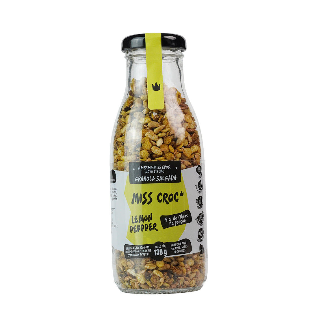 Granola Lemon Pepper – Garrafa 130 g | Miss Croc