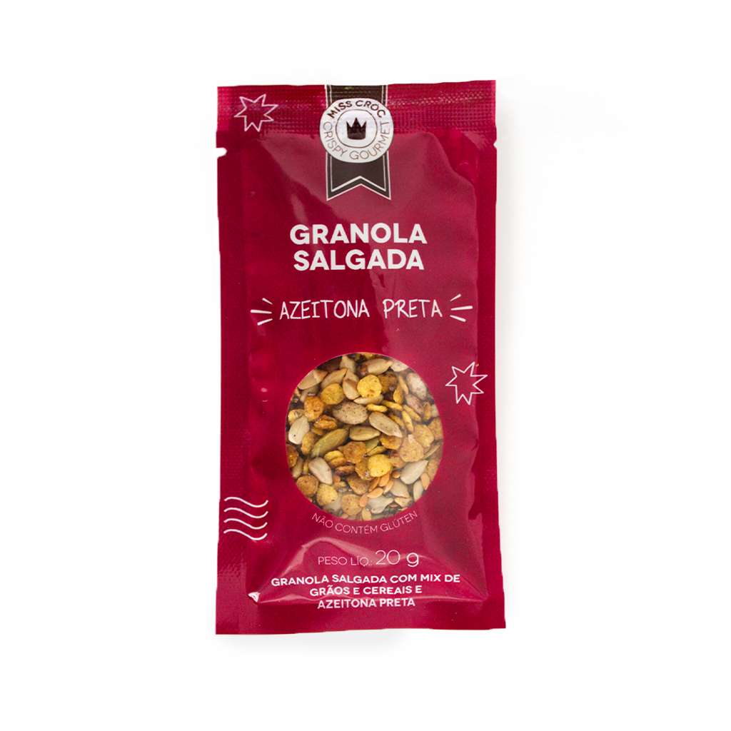 GRANOLA SALGADA AZEITONA 20G - SACHÊS MONOPORÇÃO 20G