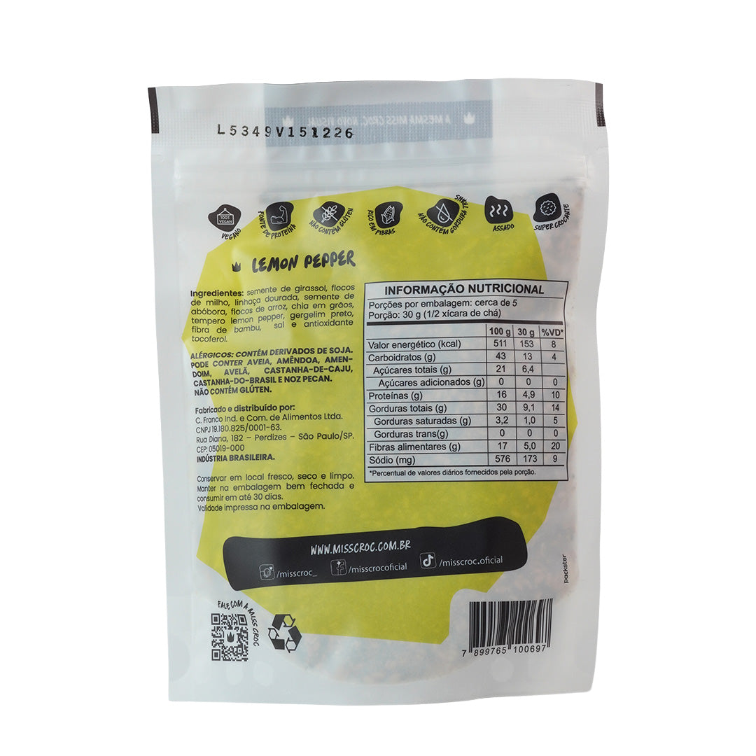 Granola Lemon Pepper – Pouch 140 g | Miss Croc