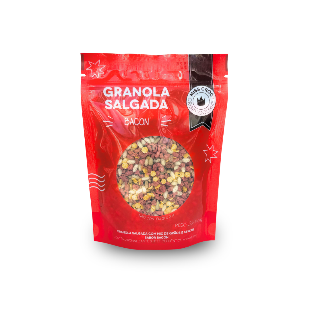 GRANOLA SALGADA VERSÃO SABOR BACON - POUCH 140G