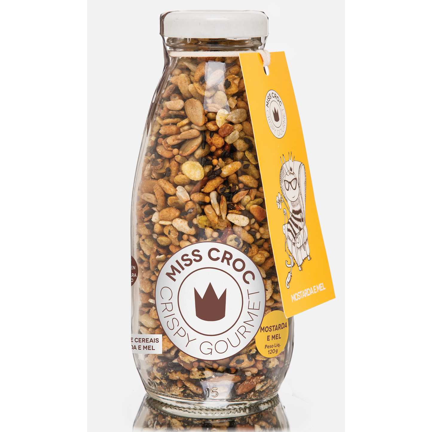 GRANOLA SALGADA SABOR MOSTARDA E MEL - GARRAFA 130G